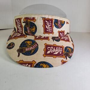 Vintage Schlitz Beer Visor 70s 80s All Over Print Adjustable Promo Hat USA Made